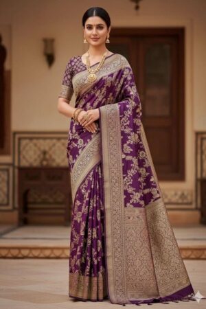 Silk Saree with Chiffon and Ready-Made Blouse